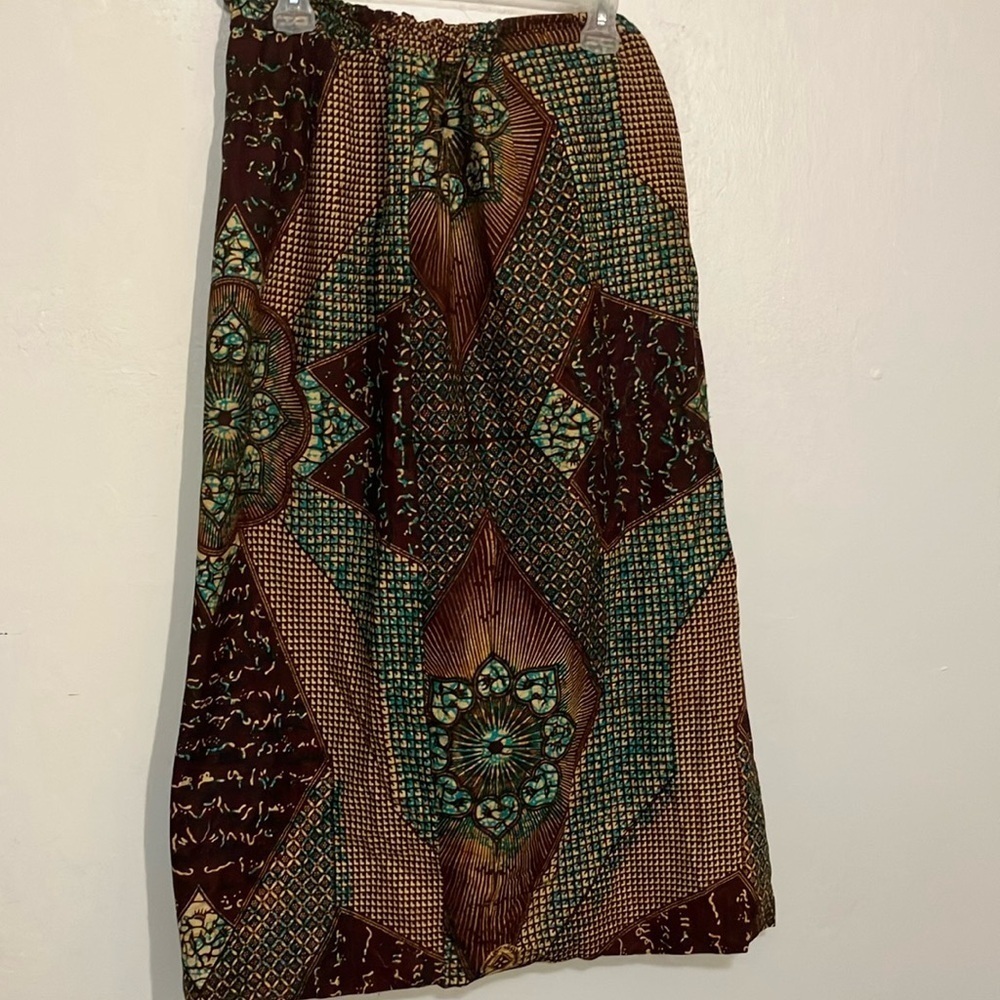 Batik handmade skirt with Mandela vintage fabric size Large hippy boho original